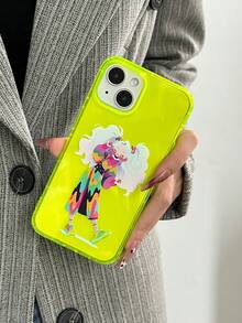 1 件马尾辫女孩半透明荧光绿色气囊手机壳，防震 Tpu 保护套，兼容 15pro Max/11/12/13/14/13mini/15plus/14pro Max/13pro Max/12pro Max/Xr/Xs Max - 彩色 - 查看 4