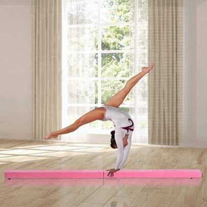 HOMCOM 2.4M 8FT Gymnastics Folding Balance Beam Home Gym Training Exercise Sports