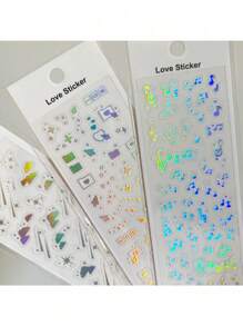 1pc Rainbow Hot Stamping Basic Sticker Pvc Foil Stamping Decorative Sticker, For Diy Craft - Silver - View 6