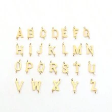 1pc Simple Water Droplets And Initial Pendant Stainless Steel Link Chain Necklace For Women - Yellow Gold - View 5
