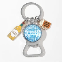 1pc Portable Bottle Opener Keychain With Dad Pattern & Slogan, Father's Day Gift For Both Men And Women Casual Car Accessories Bag Charm Backpack For School
