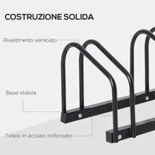 HOMCOM Rastrelliera Portabiciclette Parcheggio per 4 Biciclette in Acciaio, 110x33x27 cm, Nero - nero - Visualizzare 3