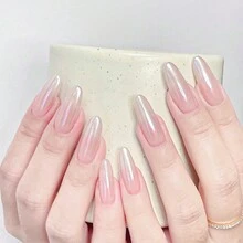 1box White Iridescent Shimmer Powder (1.2g) With 1pc Dual-Ended Applicator Brush For Diy Nail Art