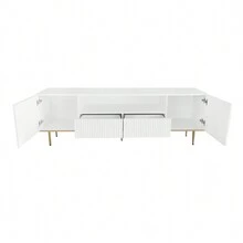 MERAX Modern TV Stand For 70+ Inch TV, Entertainment Center TV Media Console Table, With Shelf, 2 Drawers And 2 Cabinets, TV Console Cabinet Furniture For Living Room - trắng - Xem 11