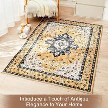 Area Rugs For Living Room, Washable Area Rug For Bedroom, Low-Pile Area Rugs Carpet With Non Slip Rubber Backing, Soft Boho Area Rug, Non-Shedding, Large & Big - Màu vàng - Xem 6