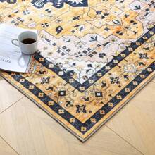 Area Rugs For Living Room, Washable Area Rug For Bedroom, Low-Pile Area Rugs Carpet With Non Slip Rubber Backing, Soft Boho Area Rug, Non-Shedding, Large & Big - Màu vàng - Xem 5