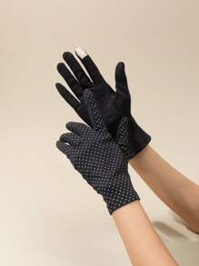1pair Women's Sunblock Non Slip Uv Protection Half Finger Gloves For Driving And Summer Outdoor Activities