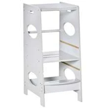 HOMCOM Toddler Step Stool Kids Adjustable Standing Tower With Rail For Kitchen Counter - Gris - View 2