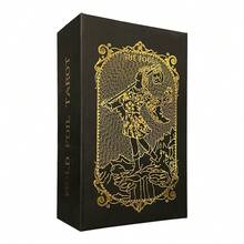 西班牙語和英語金色卡牌放在盒子裏,12x7cm大小的占卜牌組,附有2種語言（西班牙語和英語）的指南手冊和78張塔羅牌,適合初學者 - 金色 - 查看 4