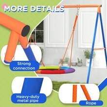 Outsunny Garden Swing Set, Kids Swing Nest, Swing Seat With A-Frame Structure, Child Swing For Outdoor Use - Multicoloured - Multicolor - View 2