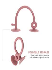 Attipas Set Juguetes silicona para bebés estimulación y coordinación motora fina con fijación a mesa y aros de madera
