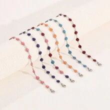 6 cái/bộ Đúng mốt Đầy màu sắc Mắt & Sáng bóng Thép Titan Vòng tay , Hoàn hảo Như Hằng ngày Phụ kiện Và Quà tặng lễ hội Đối với Bạn - Vàng - Xem 4