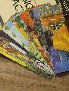 30pcs Paper Oil Painting Style Bookmarks, Gift Bookmarks For Students And Friends - Multicolor - View 4