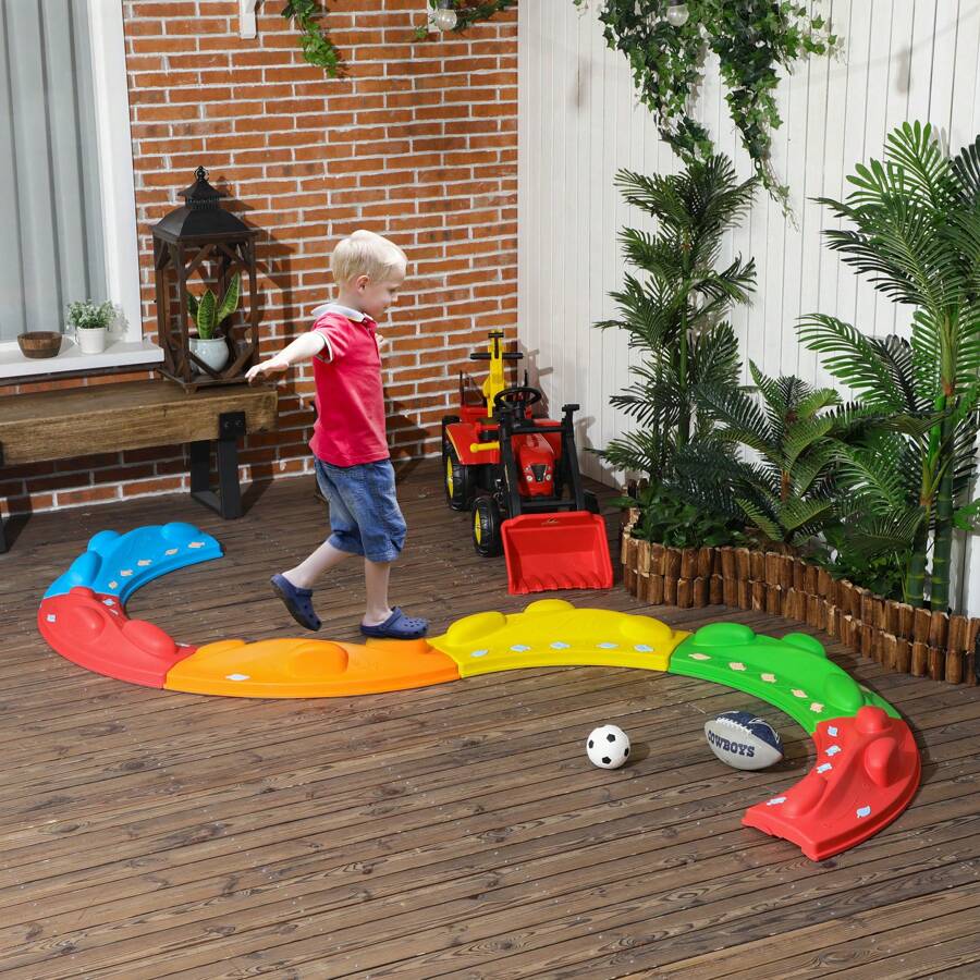 ZONEKIZ Stepping Stones Kids Balance Beam 6 PCs Stackable Outdoor Indoor Obstacle Course Sensory Play - Multicolor - View 1