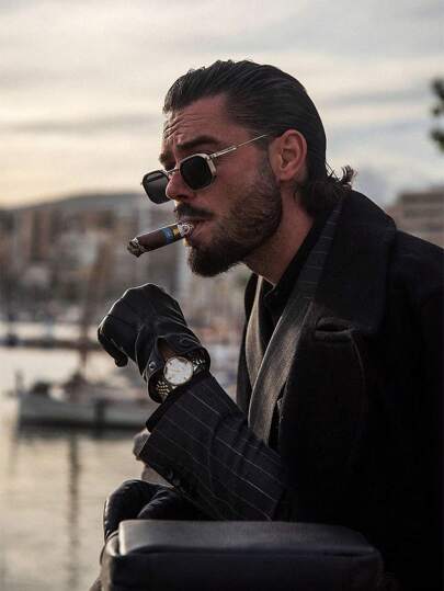 1pc Men's Exquisite Vintage Small Metal Polyhedral Fashion Glasses, Suitable For Daily Wear Casual Shades Accessories Beach Accessories Glasses Shades For Summer Beach Vacation,Outdoor,Travel