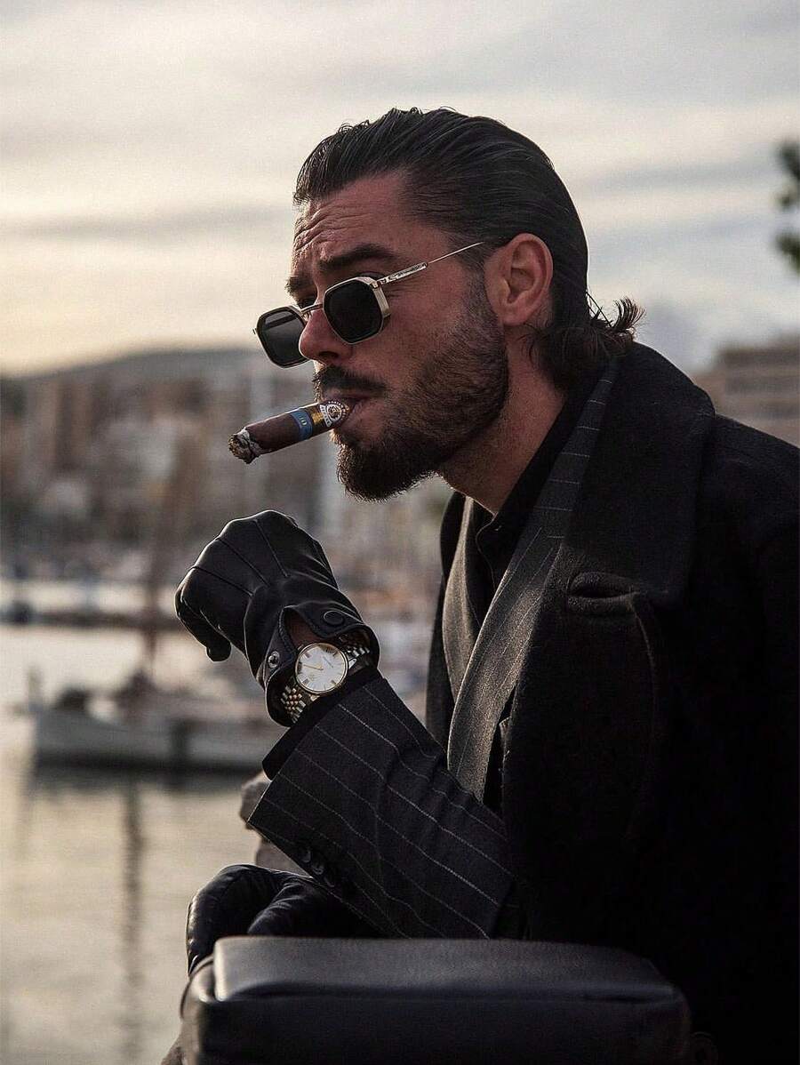 1 pezzo occhiali da uomo in metallo vintage e raffinati, di forma poligonale, adatti per l'uso quotidiano casual, accessori da spiaggia, occhiali per l'estate, la spiaggia, le vacanze, l'all'aperto e i viaggi