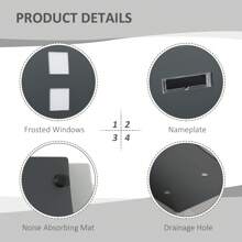 HOMCOM Wall Mounted Letter Box, Weatherproof Post Box For Outside Wall, Modern Mailbox With 2 Keys And Nameplate, Anthracite Grey - Grey - View 7