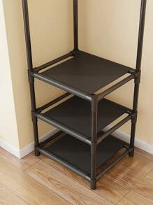 多功能裝配式外套帽架,轉角鞋櫃,收納架,門廳家具。材質: 鍍鋅管 + Pp塑料 + 非織布 - 黑色 - 查看 10