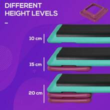 HOMCOM 3-Level Aerobic Step 10/15/20cm Steppers For Exercise Workout W/ Non-Slip Top Compact Stepper Home Office Indoor Outdoor Fitness Equipment - Black - View 5