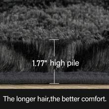 Luxury Shag Area Rug 2x3 Feet Geometric Plush Fluffy Rugs, Extra Soft Carpet Moroccan Rugs For Bedroom Living Room Dorm Kids, High Pile Shaggy Floor Rug Decor(Dark Grey/White,Black/White,Blue/White,Brown/Beige,Champagne/Brown,Cream / Beige,Dark Grey/Black,Dark Grey/White,Grey Green/White,Grey/Black,Grey/White,Hot Pink/White,Light Beige/White,Light Grey/White,Light Navy/White,Light Yellow/Grey,Navy Blue/White,Pink/Hot Pink,Purple/White) - 深灰色/黑色 - 查看 3