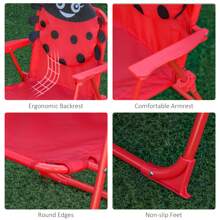 Outsunny Kids Outdoor Bistro Table And Chair Set Ladybird Pattern Garden Patio Backyard With Removable & Height Adjustable Parasol - Red - View 7