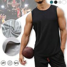 Playera Tank Sin Mangas Top Hombre Deportiva Gym Fitness - Negro - Ver 1