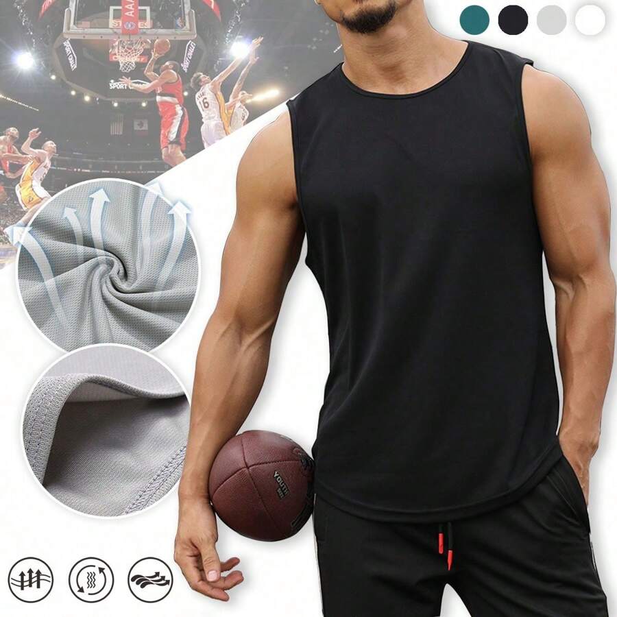 Playera Tank Sin Mangas Top Hombre Deportiva Gym Fitness - Negro - Ver 1