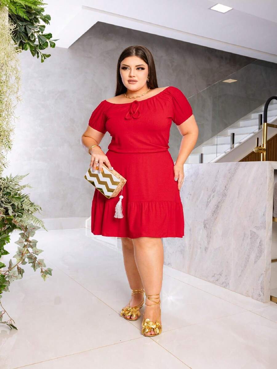 Vestido Ciganinha Diversas Cores Casual - Vermelho - Visão 1