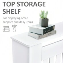 HOMCOM Slatted Radiator Cover Painted Cabinet MDF Lined Grill In White (152L X 19W X 81H Cm) - White - View 6