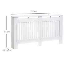 HOMCOM Slatted Radiator Cover Painted Cabinet MDF Lined Grill In White (152L X 19W X 81H Cm) - White - View 3