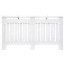HOMCOM Slatted Radiator Cover Painted Cabinet MDF Lined Grill In White (152L X 19W X 81H Cm) - White - View 4