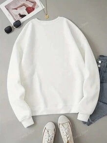 Sudadera casual con cuello redondo, estampado de letras y números 1845, sudadera deportiva de manga larga, ropa de mujer