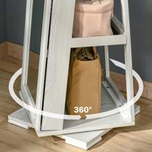 HOMCOM 360° Swivel Jewellery Cabinet, Mirror Armoire, Full Length Mirror, Lockable Jewellery Organizer With Built-In Small Mirror, White - White - View 6