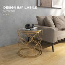 HOMCOM Nesting Tables - Champagne - View 5
