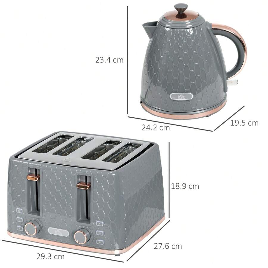 Kettle And Toaster Set, 1.7L 3000W Fast Boil Kettle With Auto