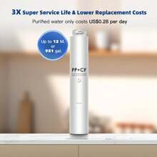 Reverse Osmosis System PP+CF Filter, Replacement Filter For F3 1000 GPD Reverse Osmosis System Under-Sink, Come With Coconut-Shell Activated Carbon, 12-Month Lifetime - 白色 - 查看 2