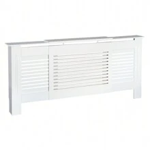 HOMCOM MDF Extendable Radiator Cover Cabinet Shelving Home Office Slatted Design White 139-208.5L X 20.5W X 82.5H Cm - White - View 9