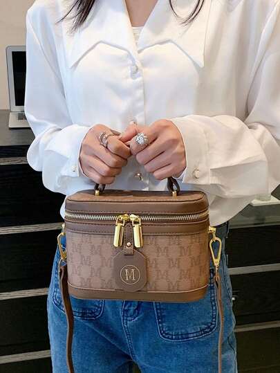 女士秋冬新款PU皮革大容量简约时尚水桶单肩包