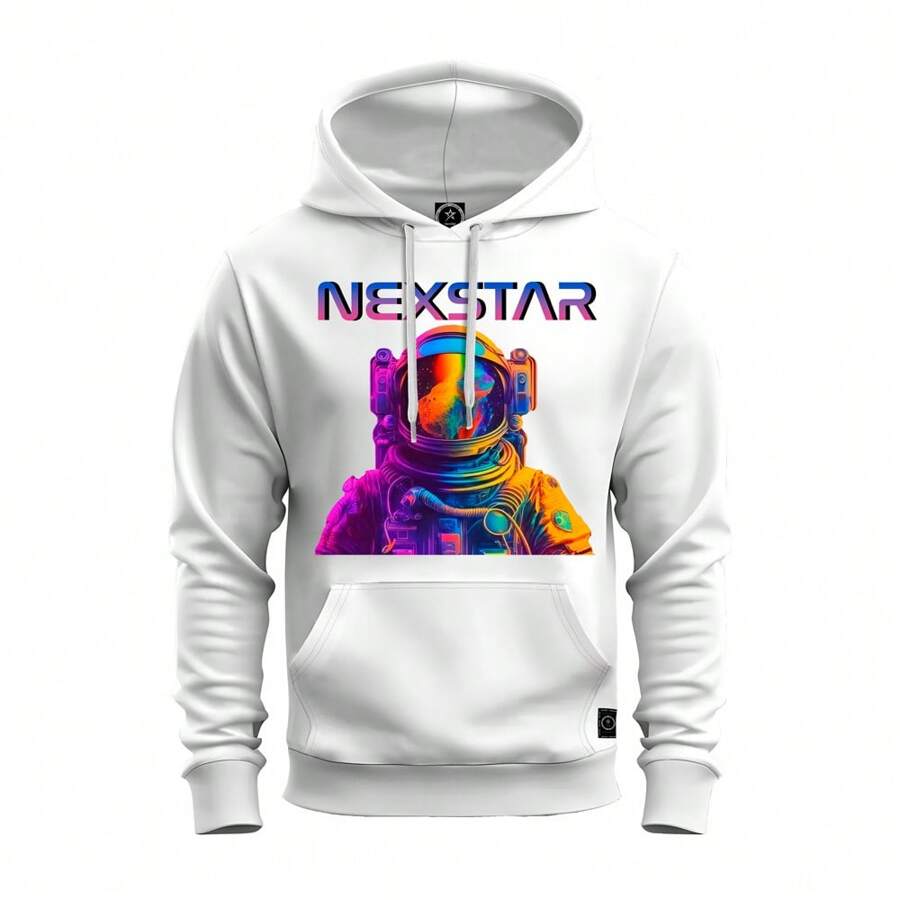 Moletom Estampado Algodão Macio Bolso e Capuz Nexstar Plan Foguete
