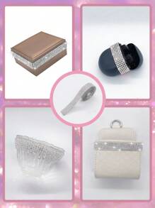 Pegatinas De Diamantes De Imitación Diy Brillantes Para Decoración De Coches, Pegatinas De Marco De Fotos Y Pegatinas De Diamantes Creativos - Plateado - Ver 5