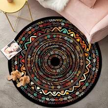 1 Miếng Tròn Tấm thảm Thảm trải sàn Với Hoa & Mẫu , Creative Pha lê Nhung Điểm Nhựa Đáy Hấp thụ nước & Chống trượt Mềm mại & Có thể giặt được Thảm , Thích hợp Đối với Phòng ngủ , Phòng khách , , Chơi game Phòng , Giặt Phòng , Trẻ em Phòng , Tất cả các mùa Có sẵn - màu đen - Xem 1