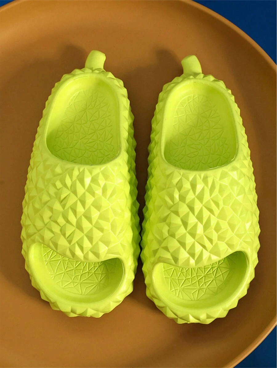 Pantuflas Divertidas de Hombres de Con Forma de Frutas, Zapatillas de Hombres Cómodas y Cntideslizante,  Sandalias Plataforma De Hombre de Durián - Verde - Ver 1