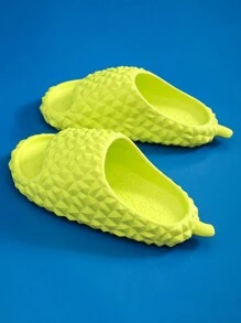Pantuflas Divertidas de Hombres de Con Forma de Frutas, Zapatillas de Hombres Cómodas y Cntideslizante,  Sandalias Plataforma De Hombre de Durián - Verde - Ver 2