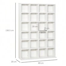 HOMCOM Mobile Libreria a Parete porta CD da 24 Ripiani ad Altezza Regolabile, Libreria in Legno Truciolato, 130.5x89x20 cm - Bianco - Visualizzare 3