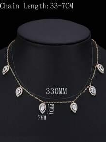 1pc Silver-Color Water Drop Pendant Necklace - Silver Water Droplets - View 2