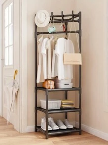 多功能裝配式外套帽架,轉角鞋櫃,收納架,門廳家具。材質: 鍍鋅管 + Pp塑料 + 非織布 - 黑色 - 查看 2