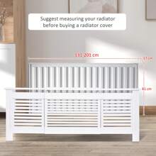HOMCOM MDF Extendable Radiator Cover Cabinet Shelving Home Office Slatted Design White 139-208.5L X 20.5W X 82.5H Cm - White - View 7