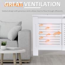 HOMCOM MDF Extendable Radiator Cover Cabinet Shelving Home Office Slatted Design White 139-208.5L X 20.5W X 82.5H Cm - White - View 6