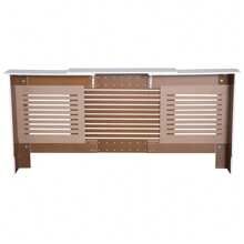 HOMCOM MDF Extendable Radiator Cover Cabinet Shelving Home Office Slatted Design White 139-208.5L X 20.5W X 82.5H Cm - White - View 8