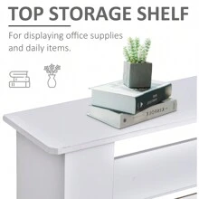 HOMCOM MDF Extendable Radiator Cover Cabinet Shelving Home Office Slatted Design White 139-208.5L X 20.5W X 82.5H Cm - White - View 5